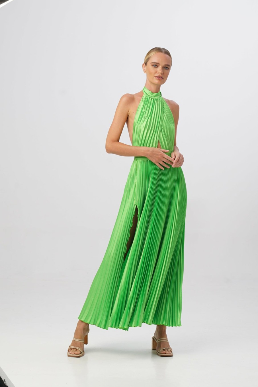 Midi Dresses Lidee Woman | Renaissance Split Gown - Neon Lime