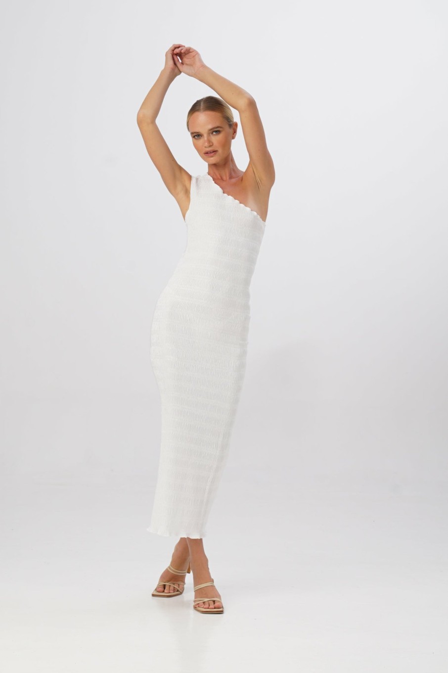 Midi Dresses Lidee Woman | Gigi Smocking Gown - Blanc