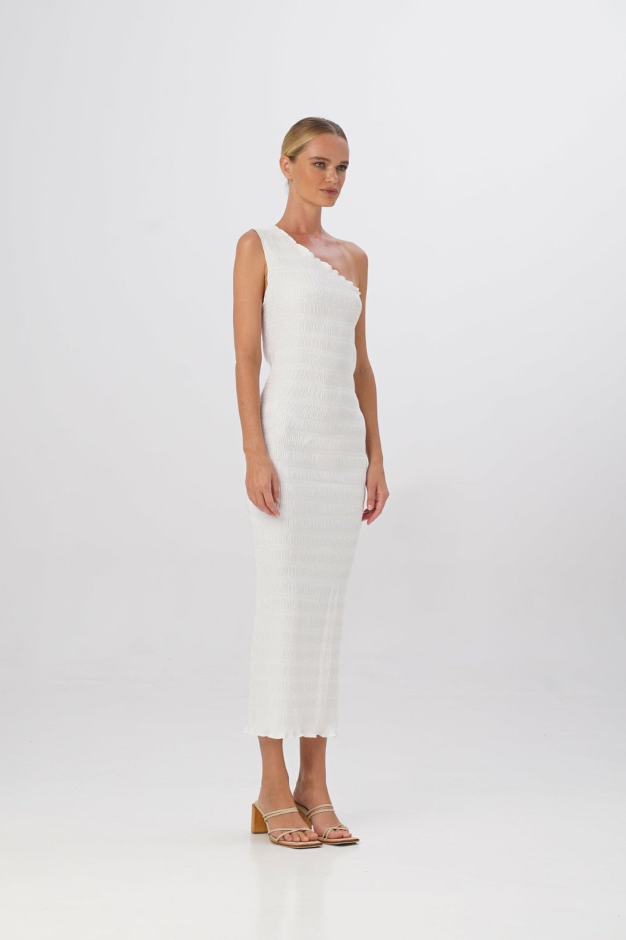 Midi Dresses Lidee Woman | Gigi Smocking Gown - Blanc