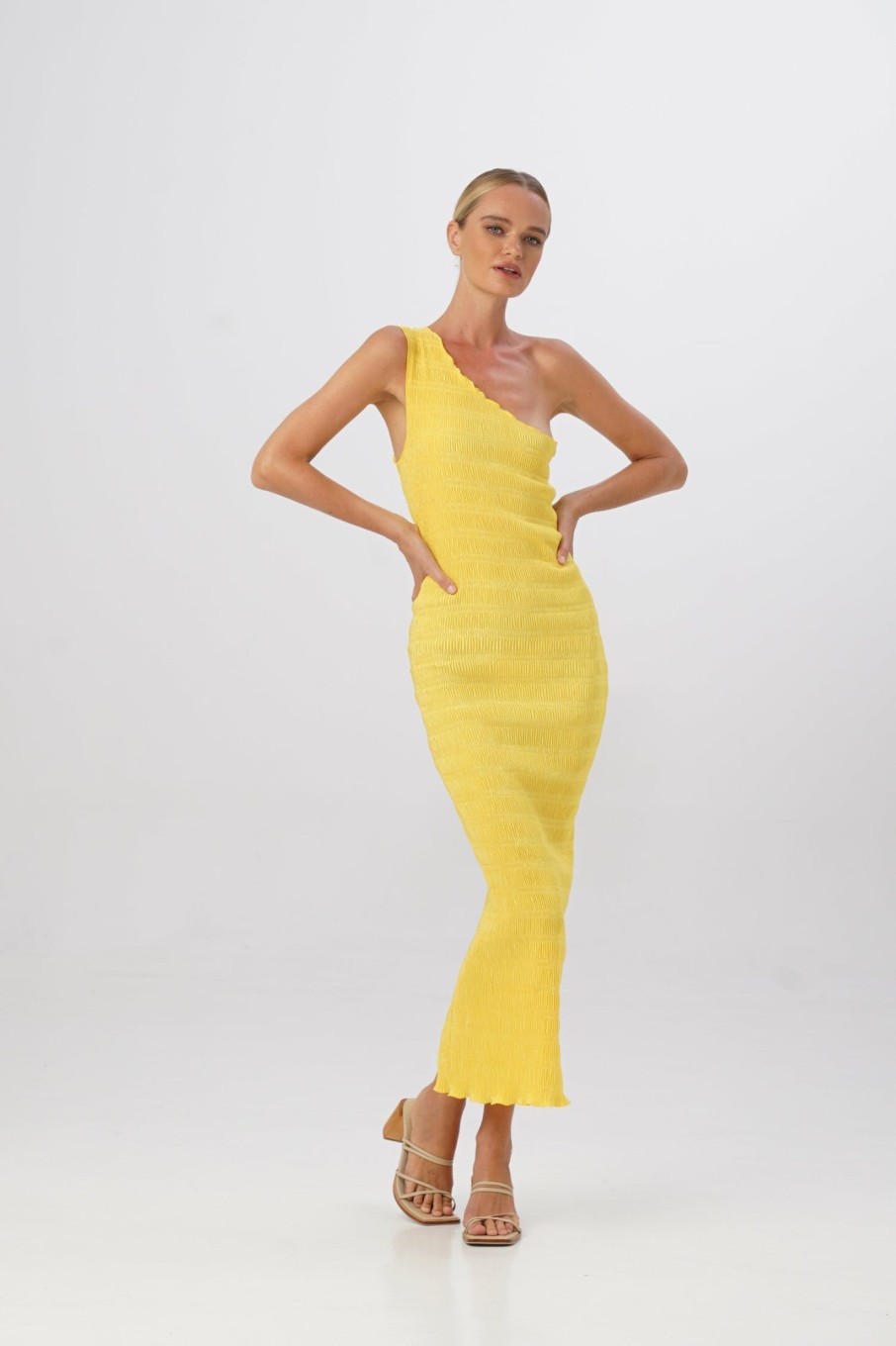 Midi Dresses Lidee Woman | Gigi Smocking Gown - Canary