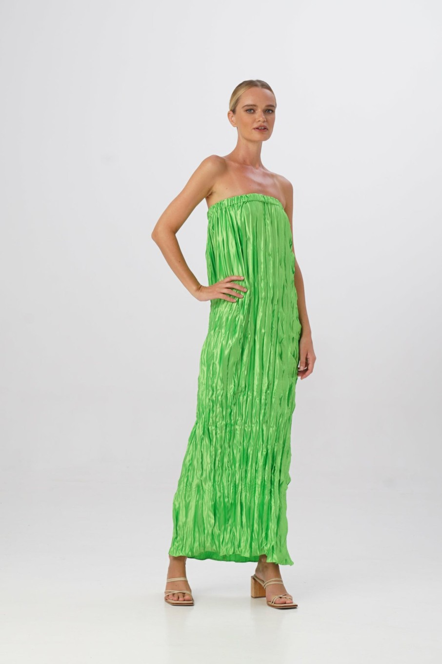 Midi Dresses Lidee Woman | Romantique Dress - Neon Lime