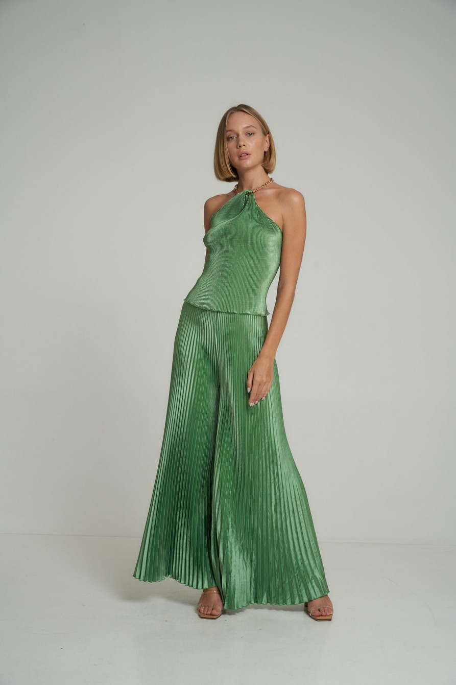 Bottoms Lidee Woman | Bisous Pleated Pant - Sea Green