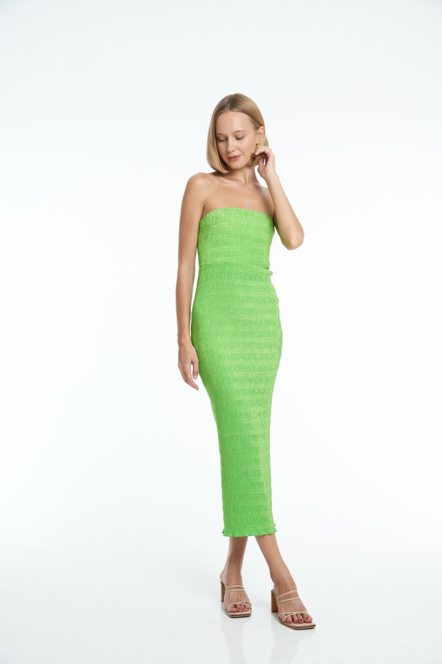 Midi Dresses Lidee Woman | Aurore Gown - Neon Lime