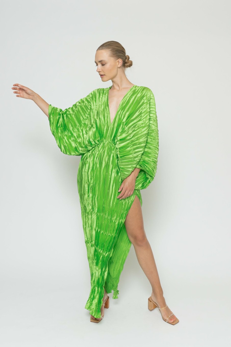 Full Length Dresses Lidee Woman | De Luxe Gown - Neon Lime