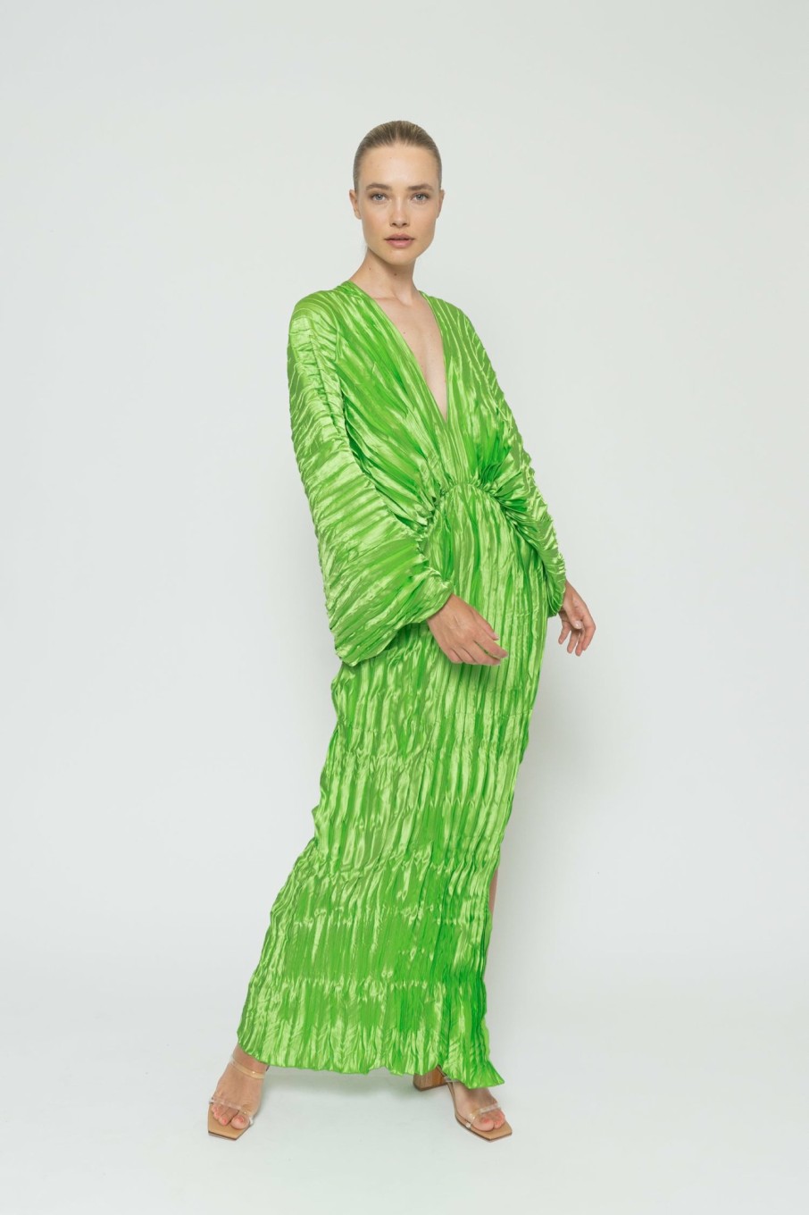 Full Length Dresses Lidee Woman | De Luxe Gown - Neon Lime