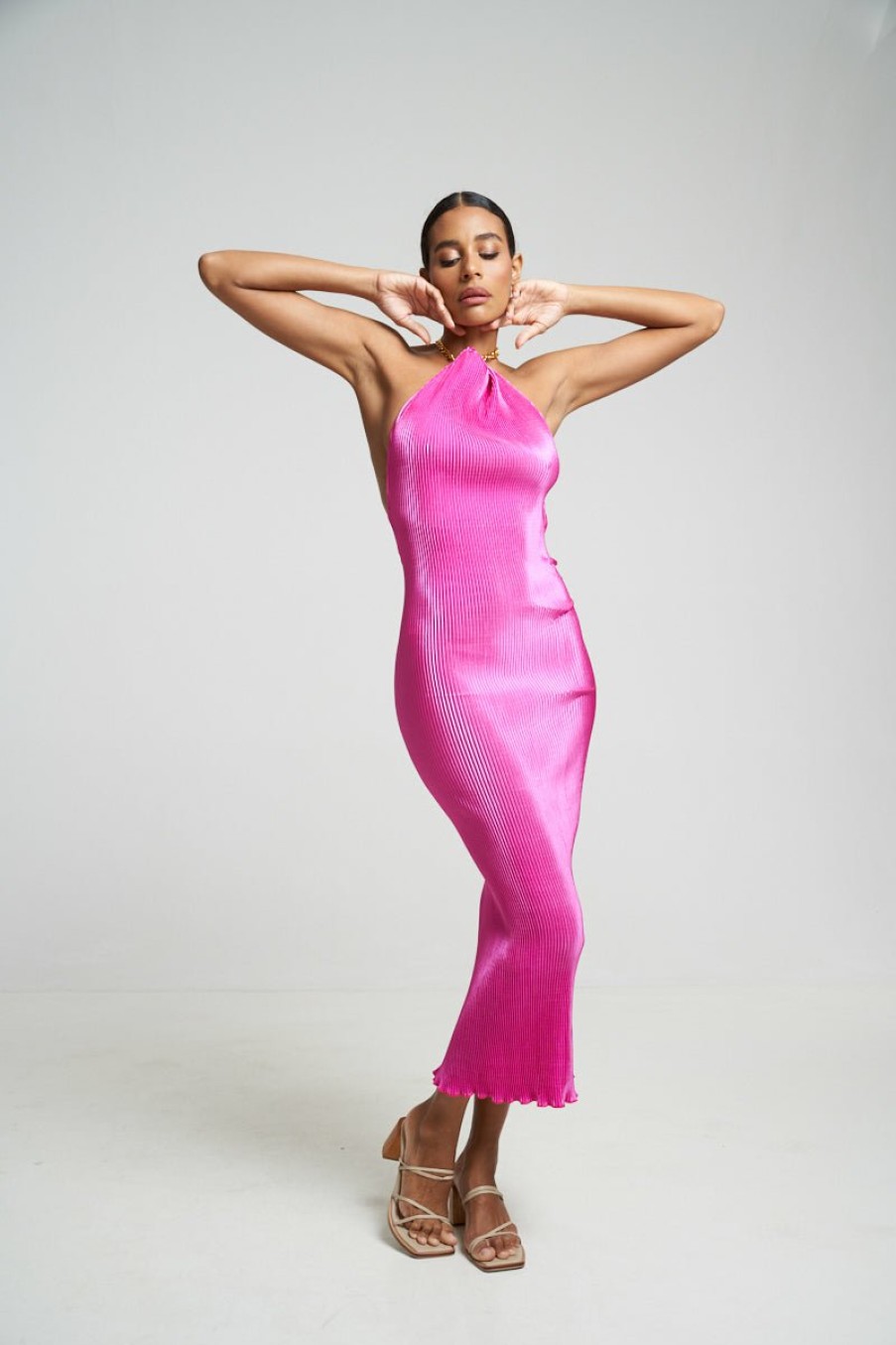 Midi Dresses Lidee Woman | Klum Chain Gown - Flamingo