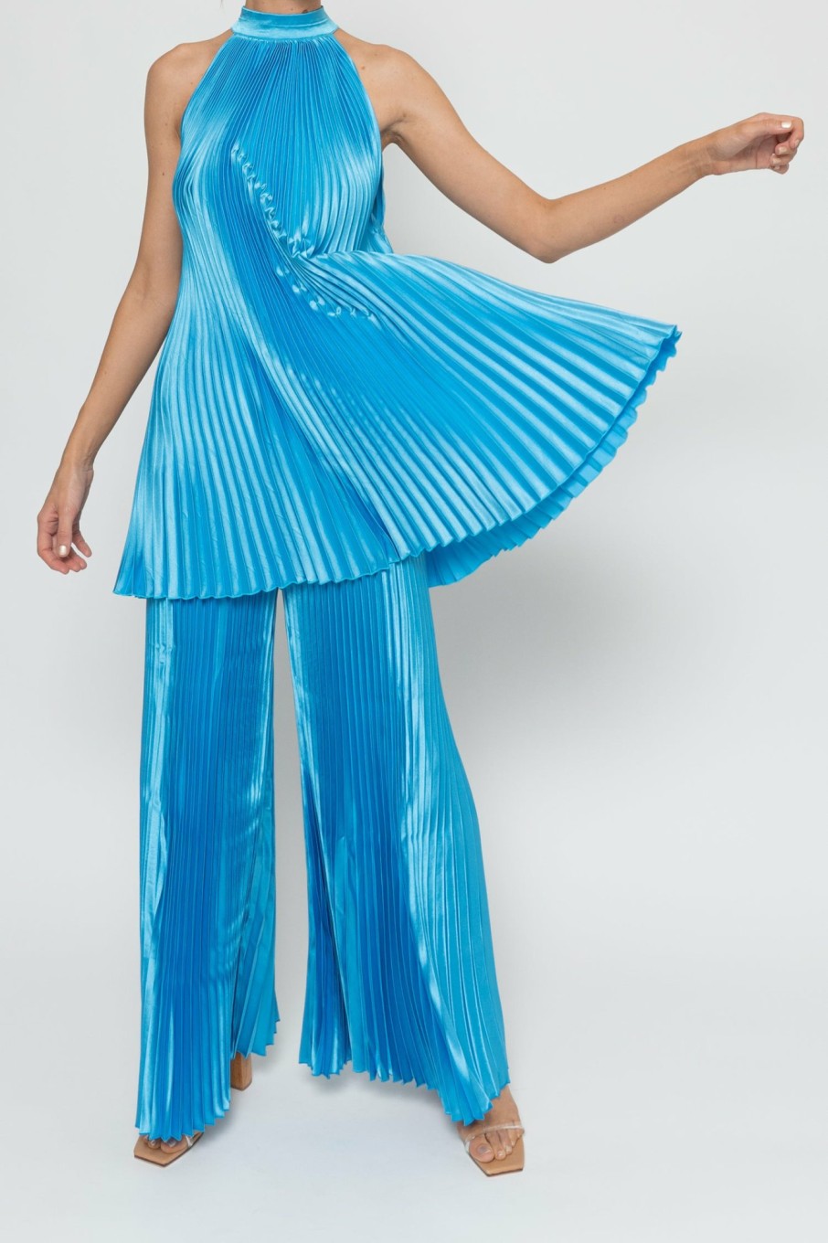 Bottoms Lidee Woman | Bisous Pleated Pant - Cloud Blue